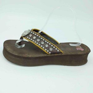 Justin Womens 11 Flip Flop Sandals Jewel Bedazzled